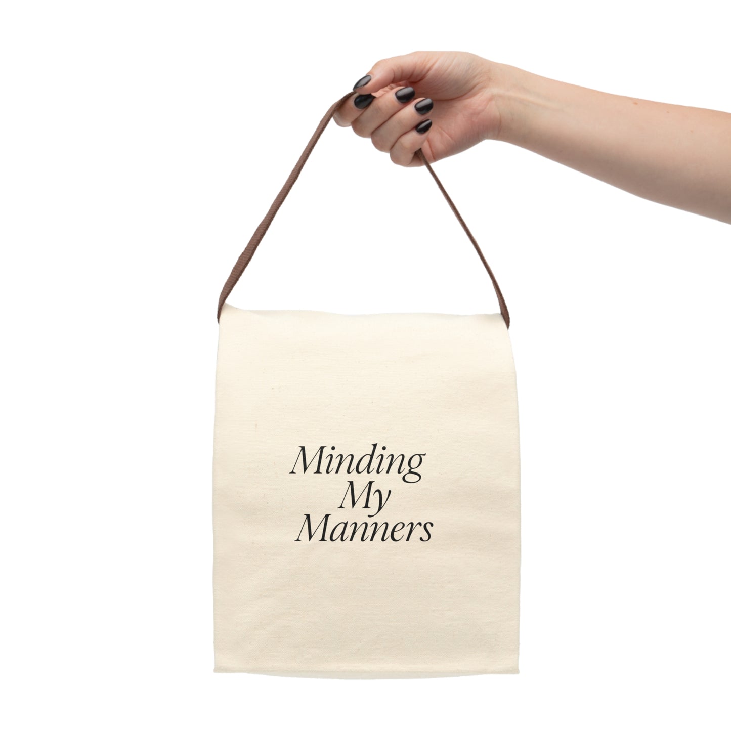 Minding My Manners Canvas Lunch Bag with Strap