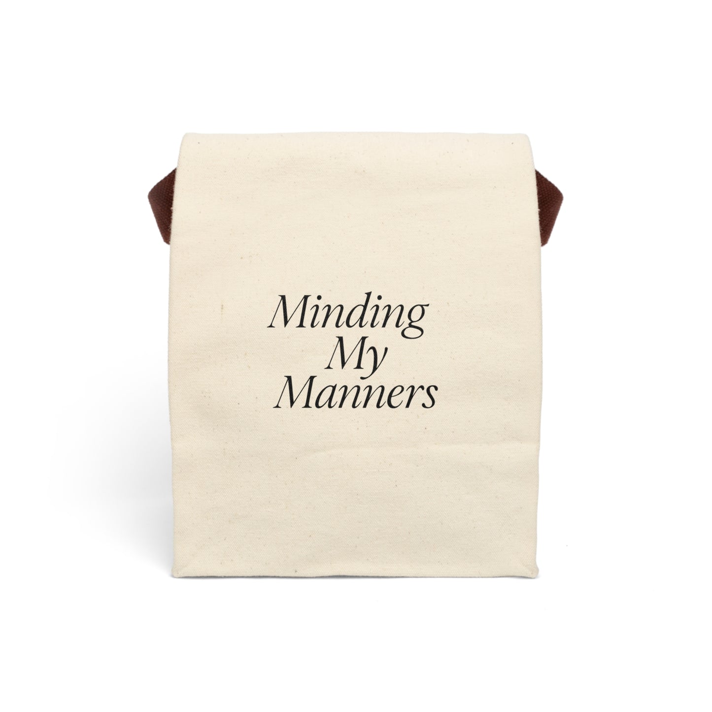 Minding My Manners Canvas Lunch Bag with Strap